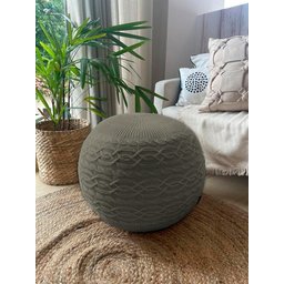Puff com Capa de Tricot 40x40cm Decorativo Prata - 1