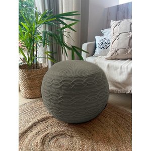 Puff com Capa de Tricot 40x40cm Decorativo Prata