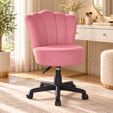 Cadeira Mocho Pétala Giratória para Estética Consultório Veludo Rosa Bz Home Decor