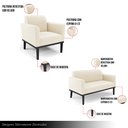 Ver imagem 3 de Conjunto Poltrona e Namoradeira Decorativa Isabella Pés Fixo em Madeira Preto Veludo Bege G19 - Gran