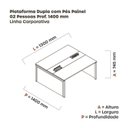 Ver imagem 3 de Estação de Trabalho Mesa Plataforma Escritório Dupla para 2 Pessoas com Caixa de Tomada Pé Painel Cinza/Branco