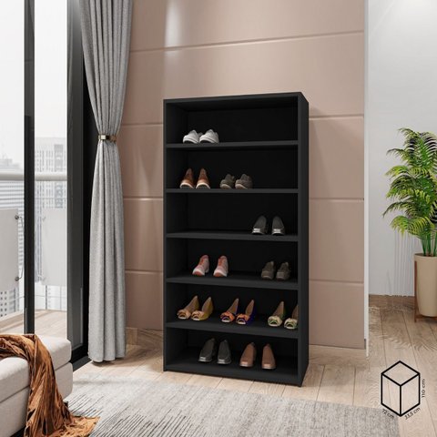 Sapateira Armário para Sapatos Laís 72cm MDP Preto Fosco Organizador Quarto