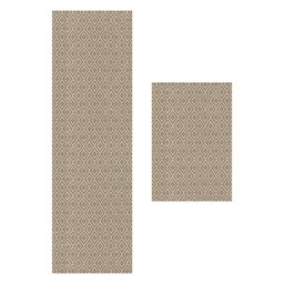 Jogo 2 Peças Passadeira e Capacho para Cozinha / Corredor Antiderrapante 1.30m X 45cm Decoração Tear - 5