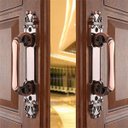 Ver imagem 5 de Puxador Duplo Mozart 280mm Cobre Antigo Porta Pivotante Correr Passagem Madeira Vidro Rústico