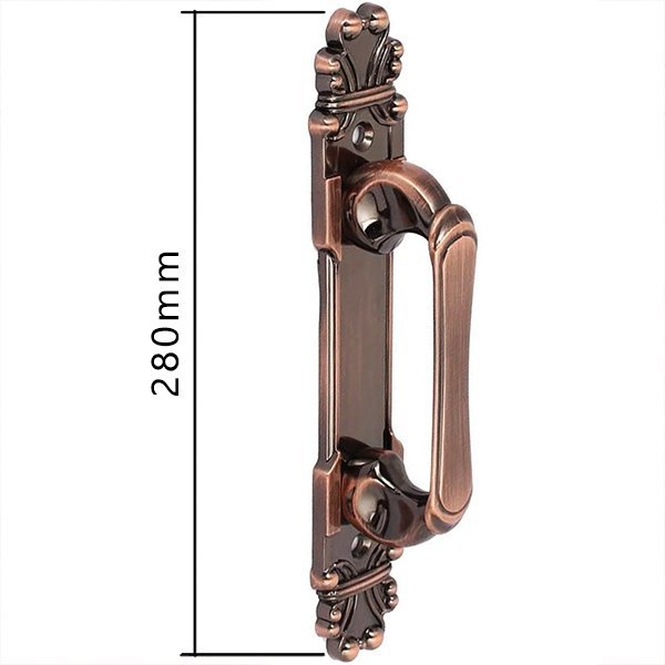 Puxador Duplo Mozart 280mm Cobre Antigo Porta Pivotante Correr Passagem Madeira Vidro  Rústico - 6