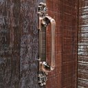 Ver imagem 4 de Puxador Duplo Mozart 280mm Cobre Antigo Porta Pivotante Correr Passagem Madeira Vidro Rústico