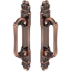 Puxador Duplo Mozart 280mm Cobre Antigo Porta Pivotante Correr Passagem Madeira Vidro  Rústico