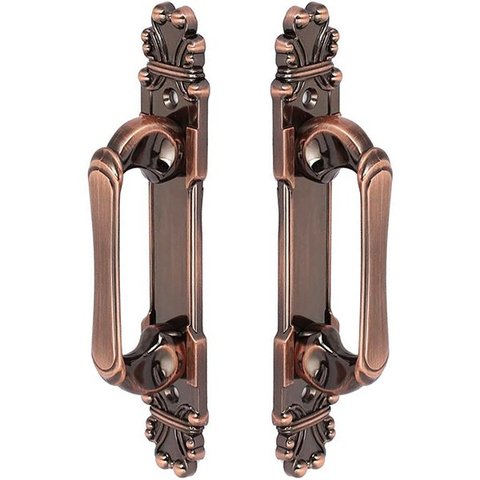 Puxador Duplo Mozart 280mm Cobre Antigo Porta Pivotante Correr Passagem Madeira Vidro  Rústico