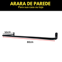 Ver imagem 3 de Arara de Parede Cabideiro 80cm Organização Roupas Loja Closet de Parede Preto