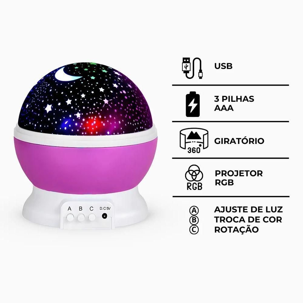 Luminária Projetor Estrelas 360º Abajur Star Master - 3