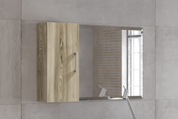 Conjunto Para Banheiro Tamar 80 com cuba espelho e modulo Cor:Barrique/Branco - 5
