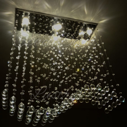 Lustre Cristal para Sala de Estar/jantar Base Inox 70x20cm:1m - 2