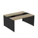 Ver imagem 1 de Estação de Trabalho Mesa Plataforma Escritório Dupla para 2 Pessoas com Caixa de Tomada Pé Painel Marrom/Noce Marromle/Preto