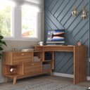 Ver imagem 1 de Escrivaninha Mesa Escritório Escrivaninha em L Retrô 136x120cm Espresso Móveis