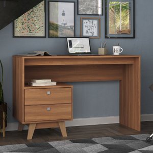 Mesa Escrivaninha Doha 2 Gavetas 120 Cm Nogal Espresso