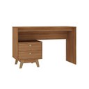 Ver imagem 5 de Mesa Escrivaninha Doha 2 Gavetas 120cm Pés em Madeira Maciça Espresso Nogal Marrom