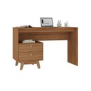 Ver imagem 2 de Mesa Escrivaninha Doha 2 Gavetas 120cm Pés em Madeira Maciça Espresso Nogal Marrom
