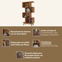 Ver imagem 4 de Estante de Livros 68CMX140,5cm Pés em Madeira Maciça Caracas 4 Nichos Marrom/Nogal