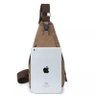 Bolsa Masculina Pochete Transversal Ombro Lona - Marrom - 7