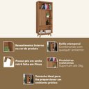 Ver imagem 4 de Estante de Livros 68CMX153CM Pés em Madeira Maciça 1 Porta 3 Prateleiras Pequim Marrom/Nogal