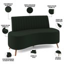 Ver imagem 4 de Sofá Chaise Living 2 Lugares 160cm para Sala Cayman K01 Veludo Verde - Lyam Decor