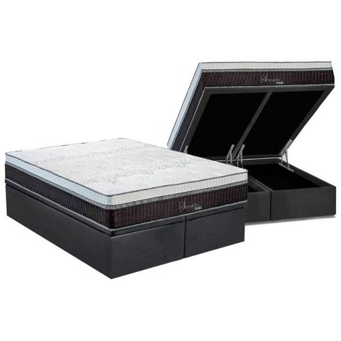 Cama Box Baú King: Colchão Molas MasterPocket Ensacadas Polar Serenatta + Base CRC Suede Gray(193x20