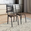 Ver imagem 5 de Conjunto Sala de Jantar Mesa Redonda 80cm Tampo Granito com 4 Cadeiras Milla Preto/Mosaico Palha/Ocre