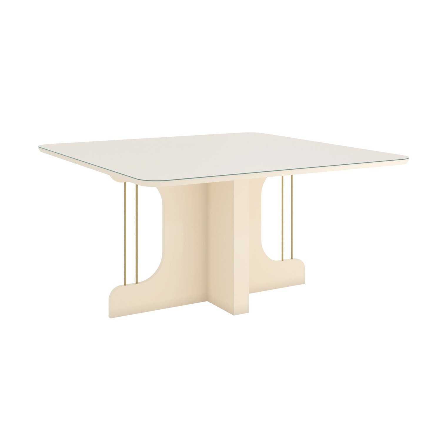 Mesa de Jantar para 8 Lugares 150cm Tampo Mdf e Vidro Canto Arredondado Mavi - 2