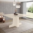 Ver imagem 1 de Mesa de Jantar para 8 Lugares 150cm Tampo MDF e Vidro Canto Arredondado Mavi Bege/Off White