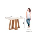 Ver imagem 3 de Mesa de Jantar 4 Lugares 120cm Tampo MDF e Vidro Canto Arredondado Lins Bege/Nature/Off White