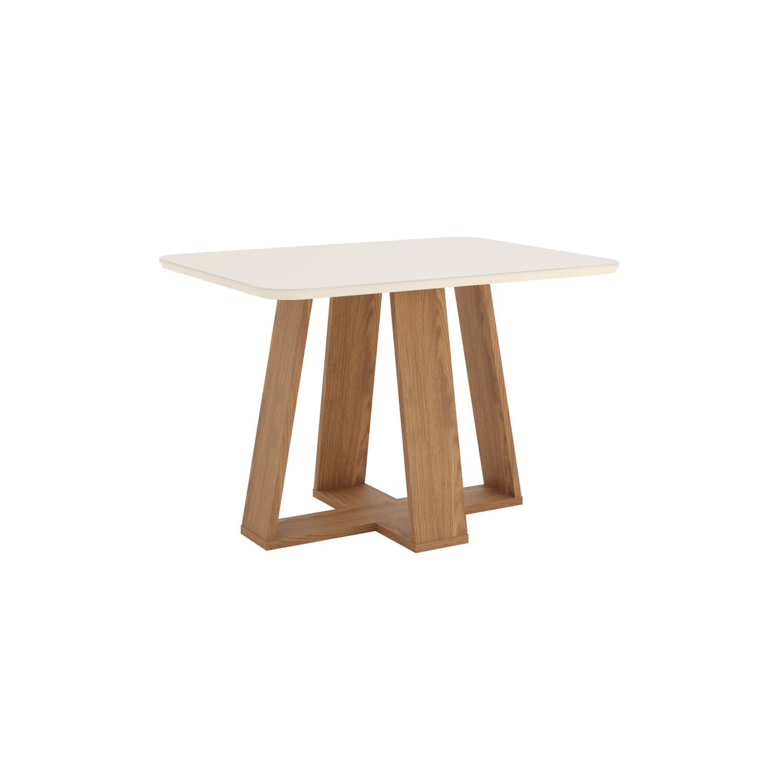 Mesa de Jantar 4 Lugares 120cm Tampo Mdf e Vidro Canto Arredondado Lins - 2