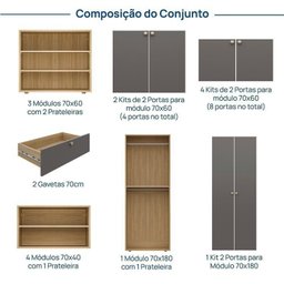 Estante para TV até 75 Polegadas  8 Módulos 14 Portas 2 Gavetas Frame Cabecasa MadeiraMadeira - 3