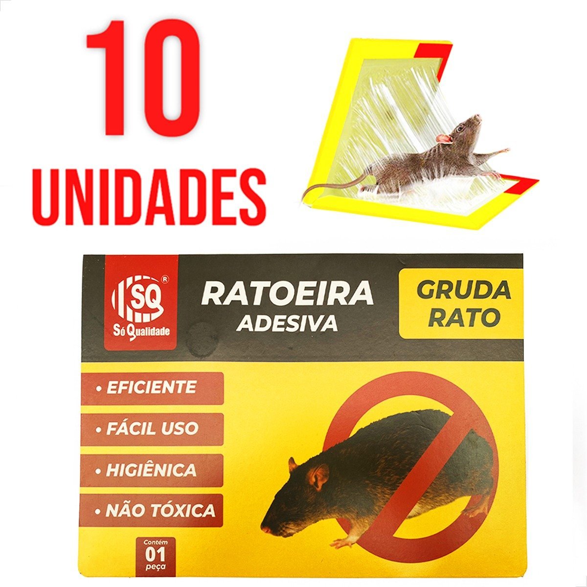 Kit 10 Adesivo Cola Ratoeira Pega Rato Pragas Praticidade - 1