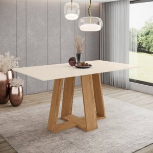 Mesa de Jantar para 6 Lugares 160cm Tampo Mdf Canto Reto Lins