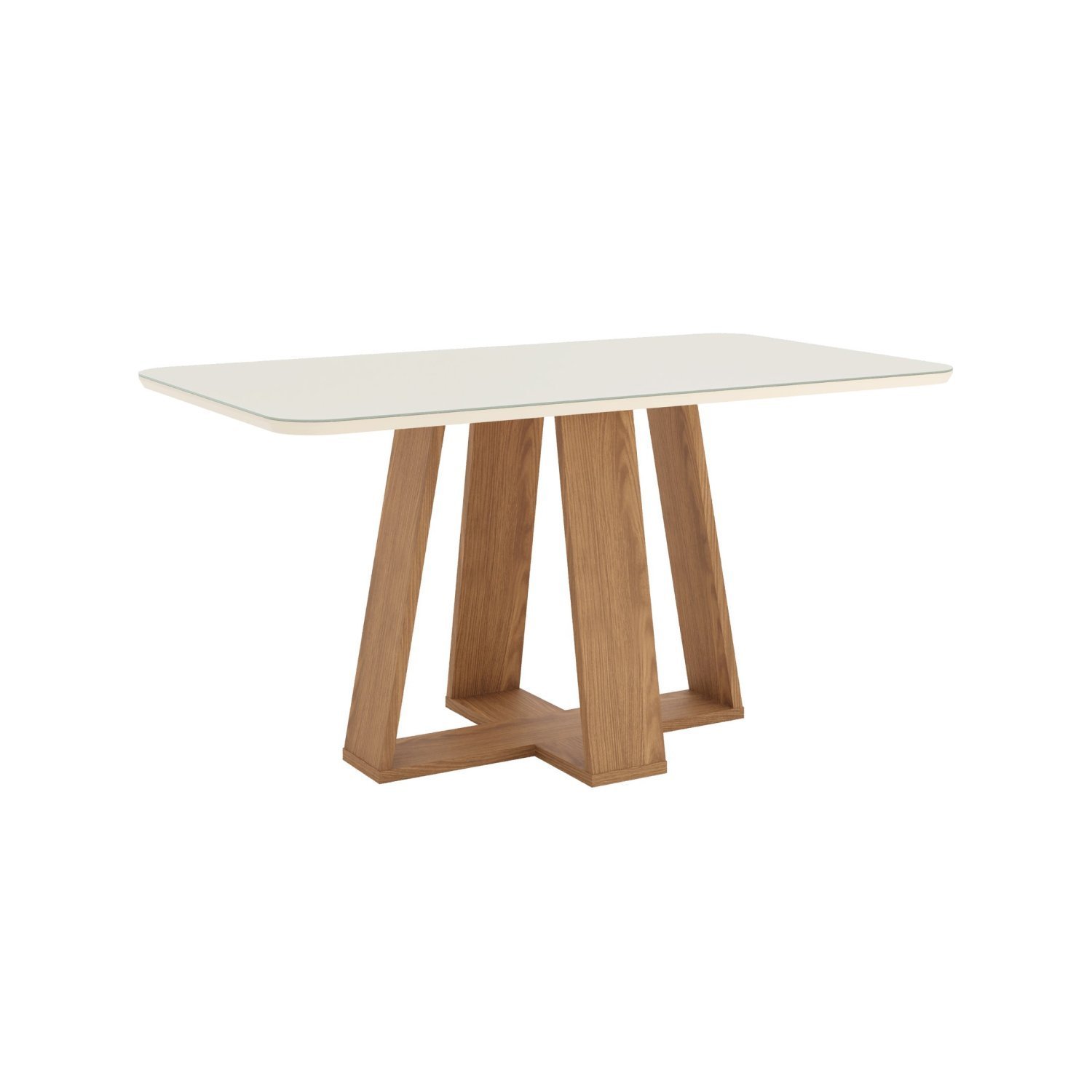 Mesa de Jantar para 6 Lugares 160cm Tampo Mdf e Vidro Canto Arredondado Lins - 2