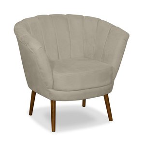 Poltrona Pétala Flor Decorativa Suede Bege