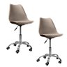 Kit 2 Cadeiras Office Base Cromada Com Rodizio Giratória Saarinen Bege - 1