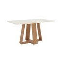 Ver imagem 2 de Mesa de Jantar para 6 Lugares 160cm Tampo MDF e Vidro Canto Reto Lins Bege/Nature/Off White