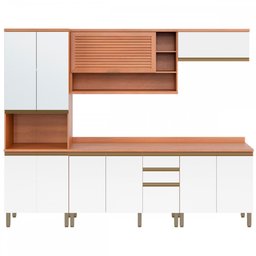 Cozinha Completa Macadâmia 10 Portas 3 Gavetas Freijó/Branco - Telasul - 2