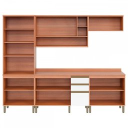 Cozinha Completa Macadâmia 10 Portas 3 Gavetas Freijó/Branco - Telasul - 3