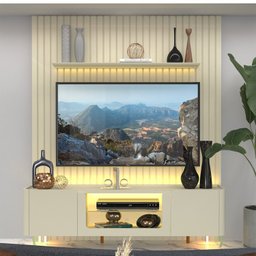 Rack com Painel Ripado para Tv até 75 Polegadas Led Pés Vidro 185cm Nobre/splendore Yescasa - 6 Rack com Painel Ripado para Tv até 75 Polegadas Led Pés Vidro 185cm Nobre/splendore Yescasa - 6