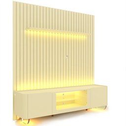 Rack com Painel Ripado para Tv até 75 Polegadas Led Pés Vidro 185cm Nobre/splendore Yescasa - 2 Rack com Painel Ripado para Tv até 75 Polegadas Led Pés Vidro 185cm Nobre/splendore Yescasa - 2