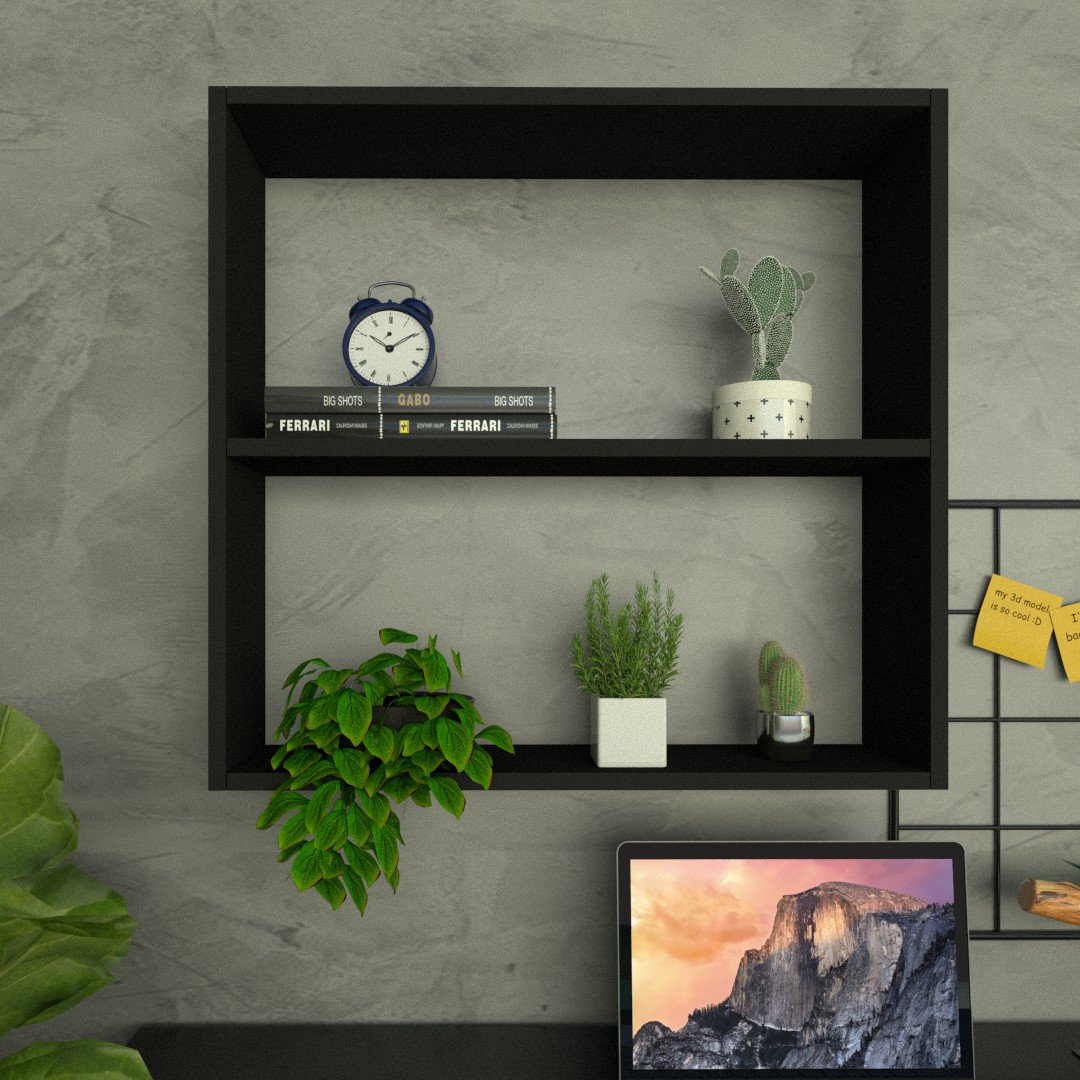 Nicho P15cm Minimalista Preto com Uma Prateleira Mdf Organizador Escritório Quarto Sala - Rufatto de - 1