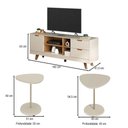 Ver imagem 3 de Sala Completa para Tv até 60" Isa 1 Porta 2 Gavetas com 2 Mesas de Apoio Off White/carvalho - Pnr Mó