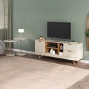 Ver imagem 1 de Sala Completa para Tv até 60" Isa 1 Porta 2 Gavetas com 2 Mesas de Apoio Off White/carvalho - Pnr Mó