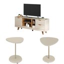 Ver imagem 2 de Sala Completa para Tv até 60" Isa 1 Porta 2 Gavetas com 2 Mesas de Apoio Off White/carvalho - Pnr Mó