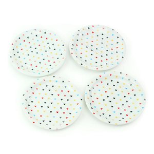 Kit 4 Pratos de Sobremesa de Porcelana Coração