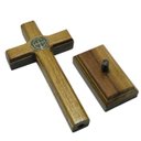 Ver imagem 5 de Crucifixo Cruz Medalha de São Bento sem o Cristo Mesa Parede Madeira 12 Cm