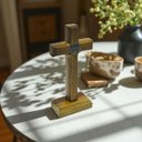 Ver imagem 3 de Crucifixo Cruz Medalha de São Bento sem o Cristo Mesa Parede Madeira 12 Cm