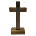Ver imagem 6 de Crucifixo Cruz Medalha de São Bento sem o Cristo Mesa Parede Madeira 12 Cm